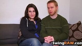 Amazingly beautiful babe and her boyfriend joining a swingers party