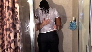 Big Black Booty Grinding White Dick in Shower till they cum