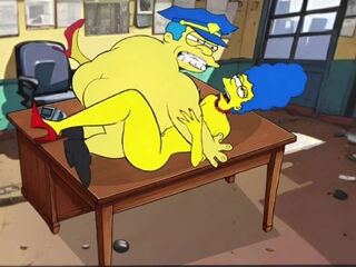 Corrupt police chief Wickham is making Marge work on his dick - Animation