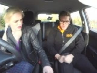 "Fake Driving School Busty curvy learners horny blowjob and fucks to orgasm"