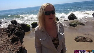 Fucking doggystyle on a public beach (POV) - Erin Electra