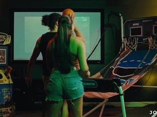 Girl lost to her boyfriend in a basketball contest and did what he wanted the most