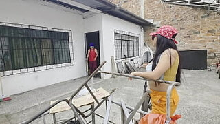 "NEW YEAR GIFT&colon; Homeless girl eats BANANA while getting DOGGY ANAL