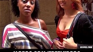 Sexy Asian babe & her HOT Ebony roommate are paid for a threesome