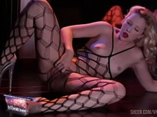 Sexy Samantha Rone In Body Stocking Fishnets Plays With Herself!