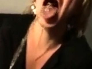 Slut Gets face slapped and covered in cum
