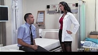 Big-tit brunette slut doctor Ava Addams rides patient's dick anal