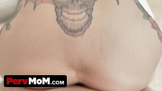 Inked MILF stepmom begging for creampie to get pregnant