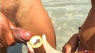 cum on food - cookie on the beach