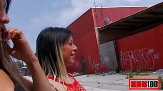 2 hot spanish girls sucking and fucking in public place &comma; great threesome