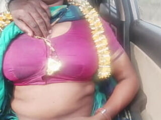 Indian car sex.housewife with husbend&#039_s father long drive for fucking. Telugu dirty talks.