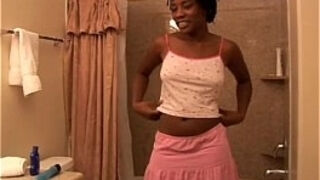 Super sexy slim black MILF fucks her soaking wet pussy
