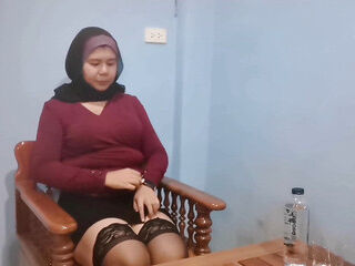 Muslim girls come to wait for a job interview.