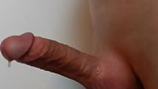 Male orgasm with huge cumshot after nice cock growing