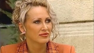 Blonde Bitch fucked by two guys at pool