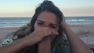 Throating Pov blowjob on the beach