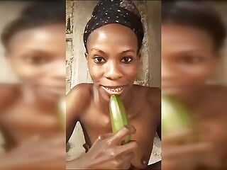 Fucking and Squirting a green Banana
