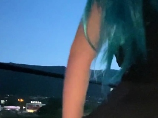 Big Tip Leads to a Wild Rooftop Cafe Fuck with a Busty Waitr