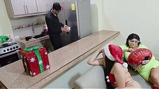 Christmas Trio with my big-bootied stepmother and my big-breasted stepdaughter