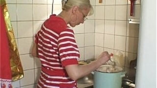 Marcella fisted in the kitchen