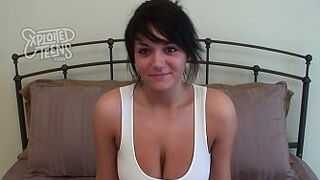 19 Year Old Amateur With Giant DDD Titties Licks the Cameraman's Ass