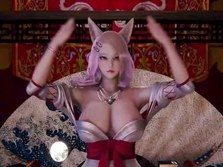 Sexy Pink Asian Cat Girl - Dancing In Dress Without Panties