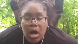 Fucking young thick big booty ebony slut out in public