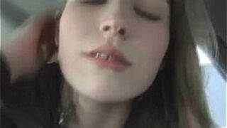 Hot Brunette Swallows Boyfriend's Cum In Car