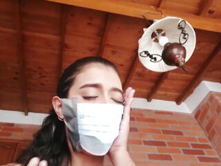 Blowjob and Cum Eating From Surgical Mask