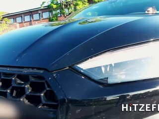 CAR BLOWJOB and PUBlIC FUCK at the parking lot: ELENA LUX - Hitzefrei