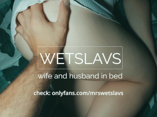 'Evening sex with chubby wife. Playing with cum in the mouth.'