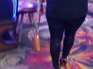 My baby girl walking through casino