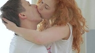 Redhead amateur takes a mouthful of cum