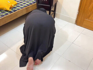 When Middle Eastern Hot Maid cleaning Arab Khalifa's Room She Was Stuck Under Chair - Big Ass With Wide Pussy Muslim Hijabi