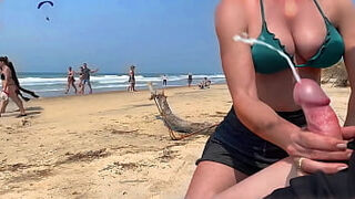 Milf jerks me off in front of everyone&period; Public ejaculation&period;